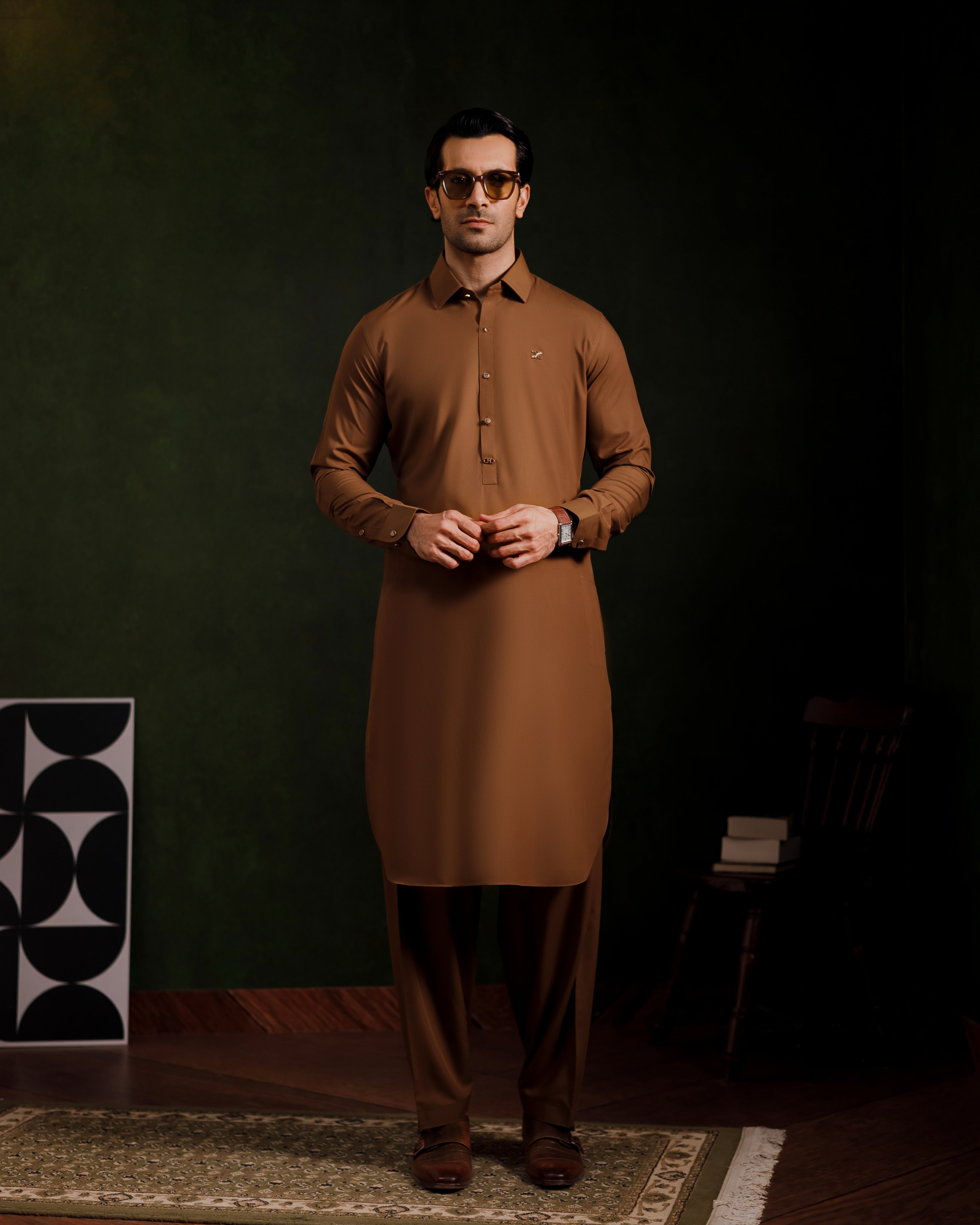 Amber brown signature kameez shalwaar
