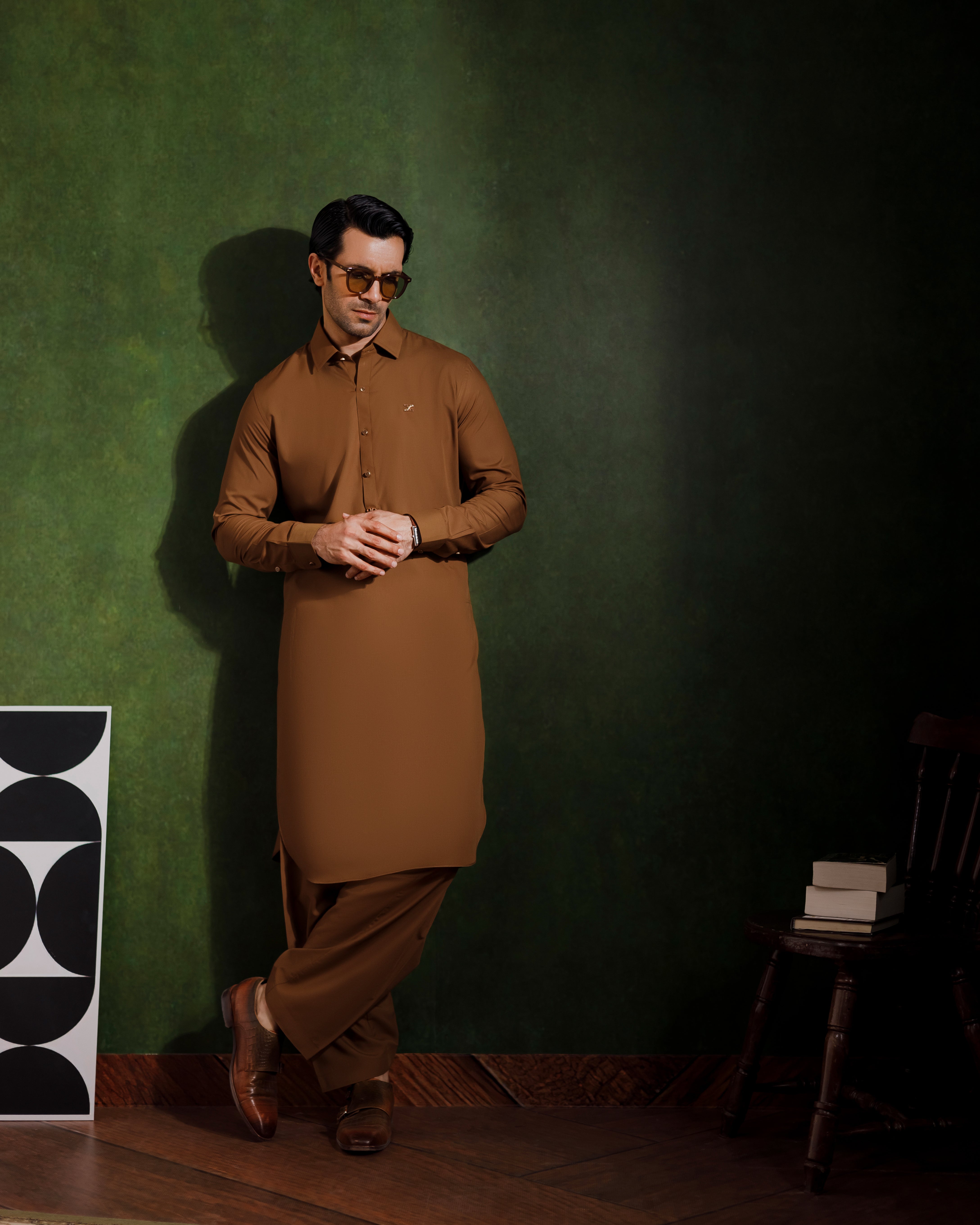 Amber brown signature kameez shalwaar