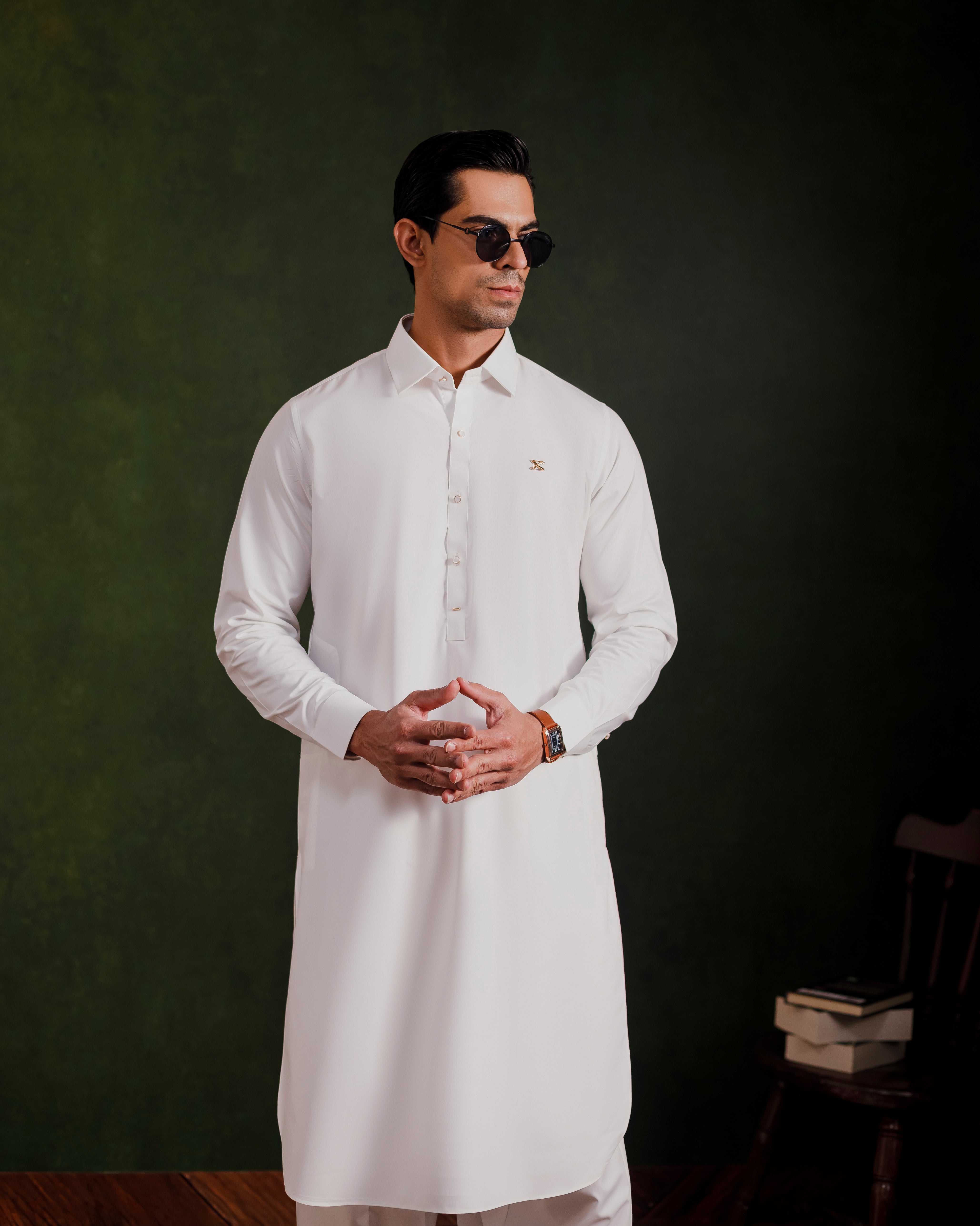 Off white Boski signature kameez shalwaar