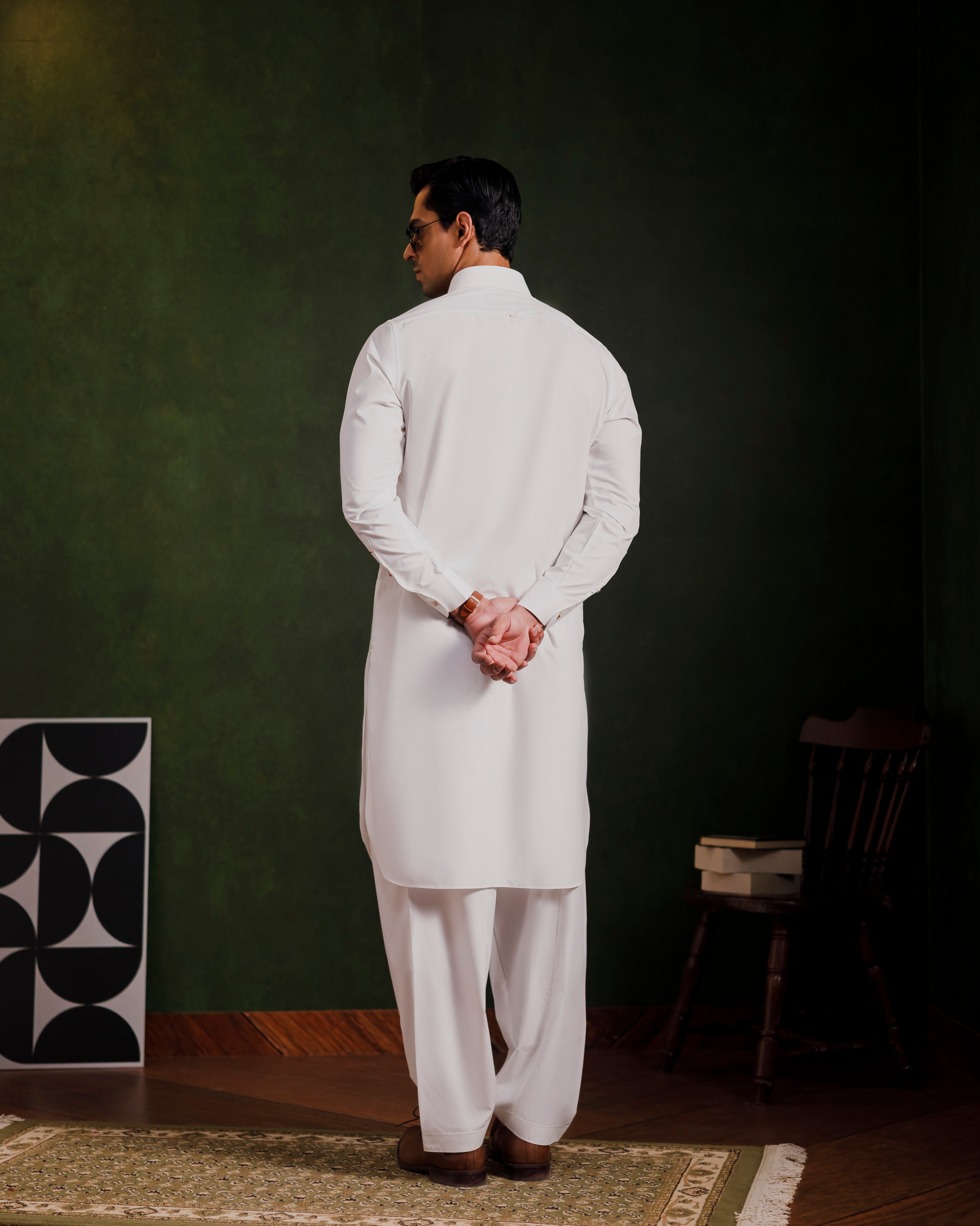 Off white Boski signature kameez shalwaar
