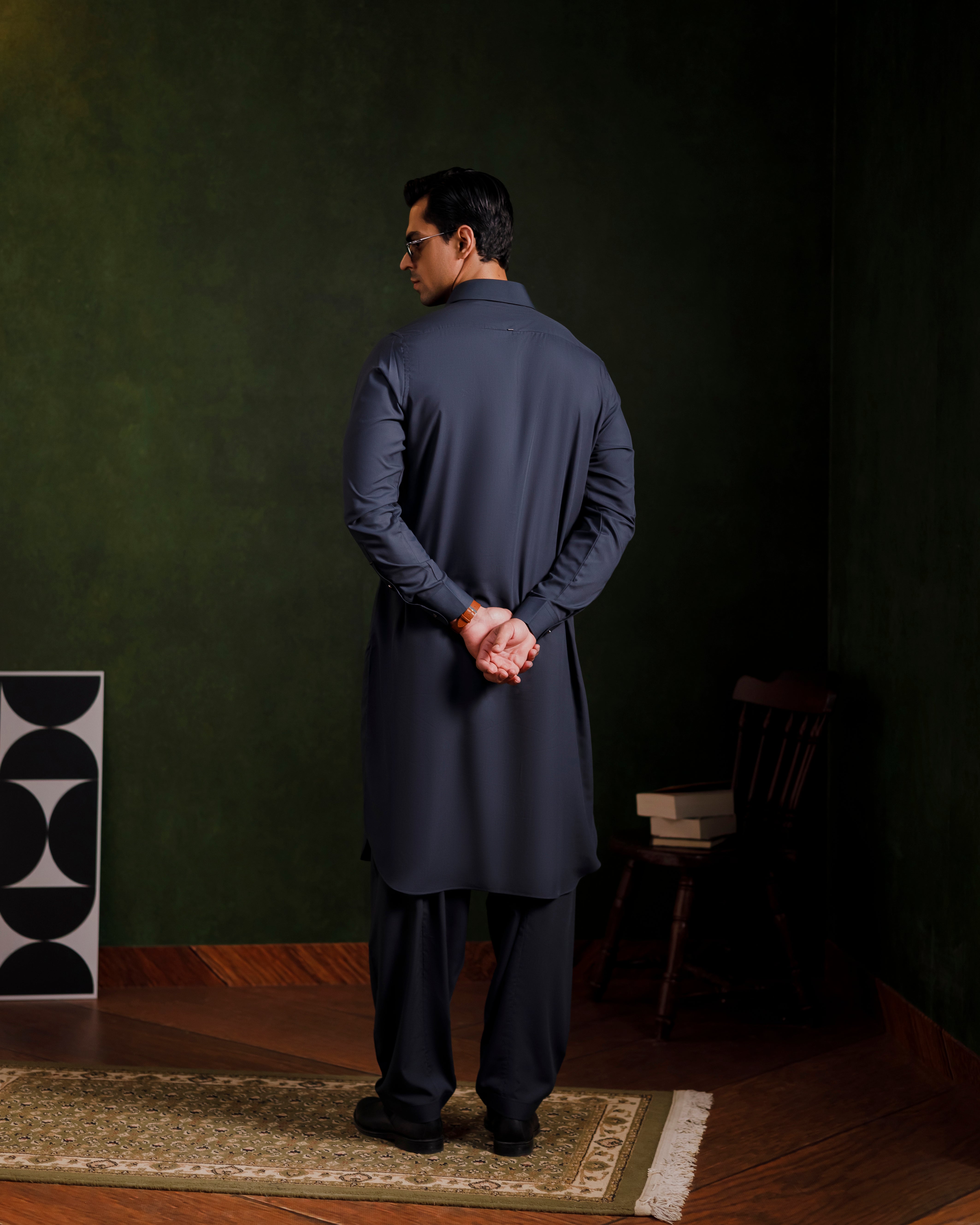 Dark Grey signature kameez shalwaar