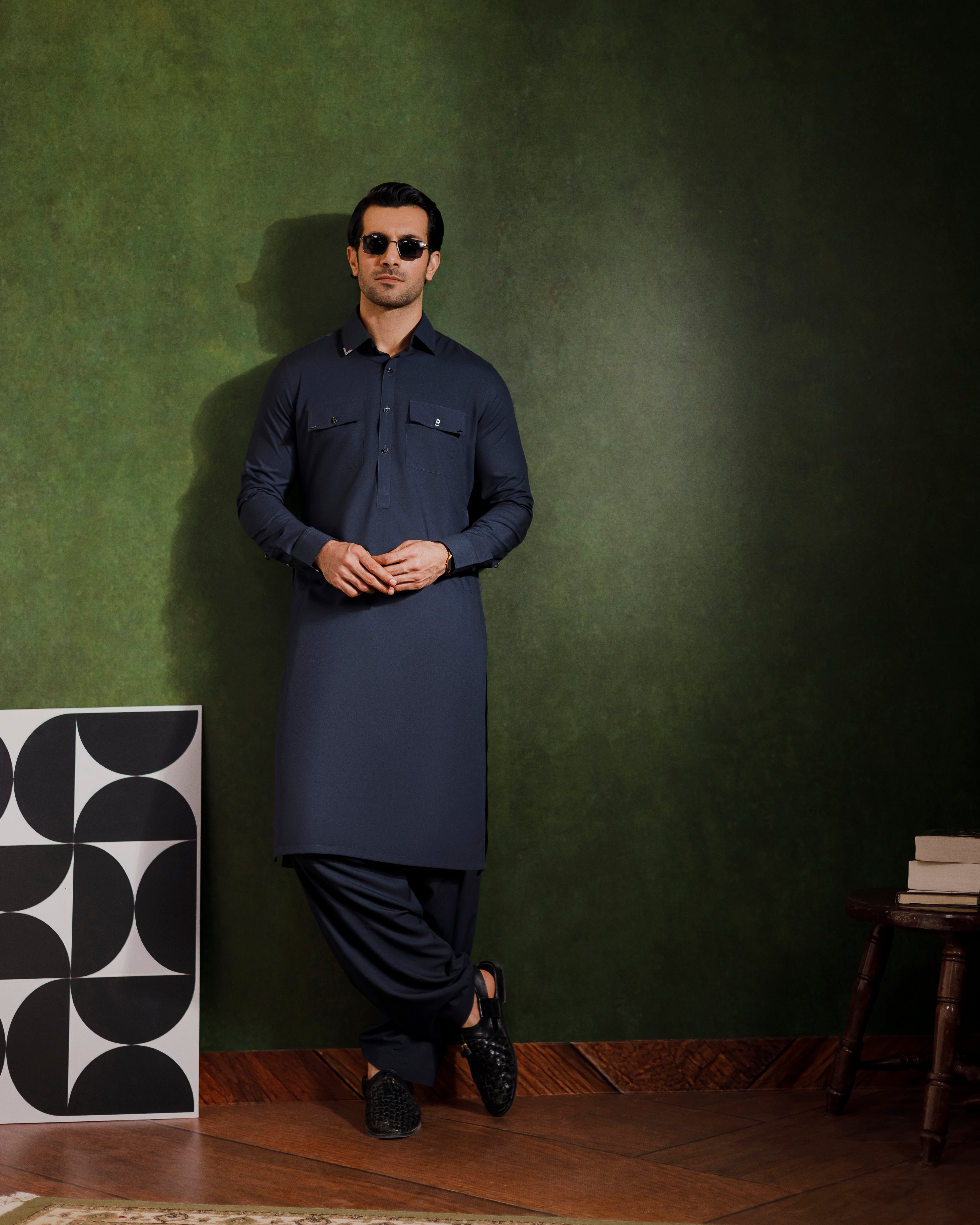 Grey Designer wear kameez shalwaar