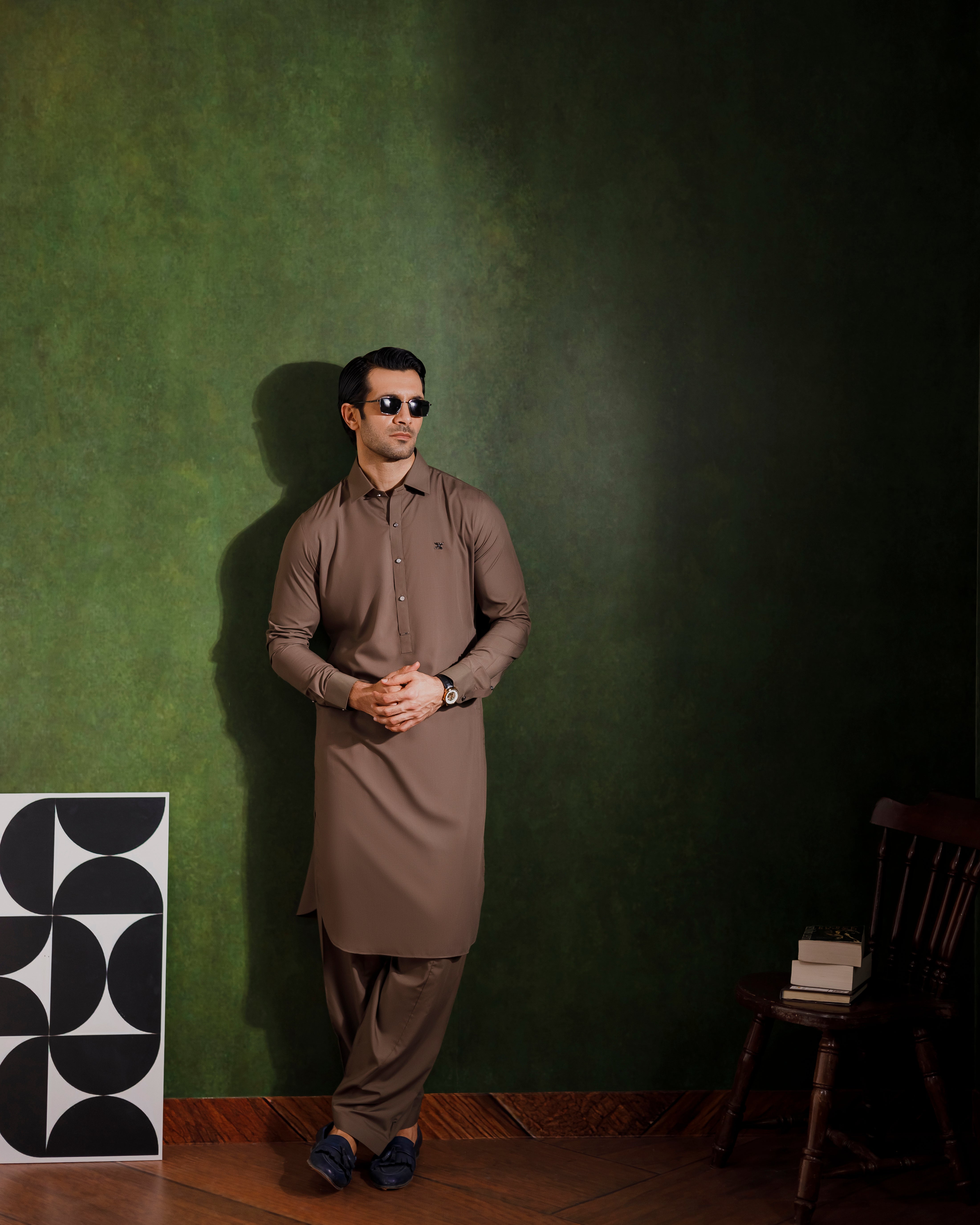 Mocha taupe signature kameez shalwaar