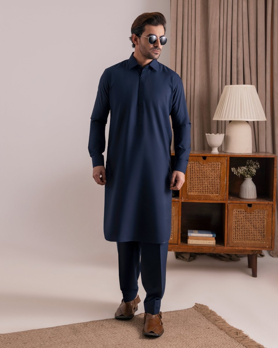 Navy Blue Kameez Shalwaar RE’25 - Cotidieready to wear