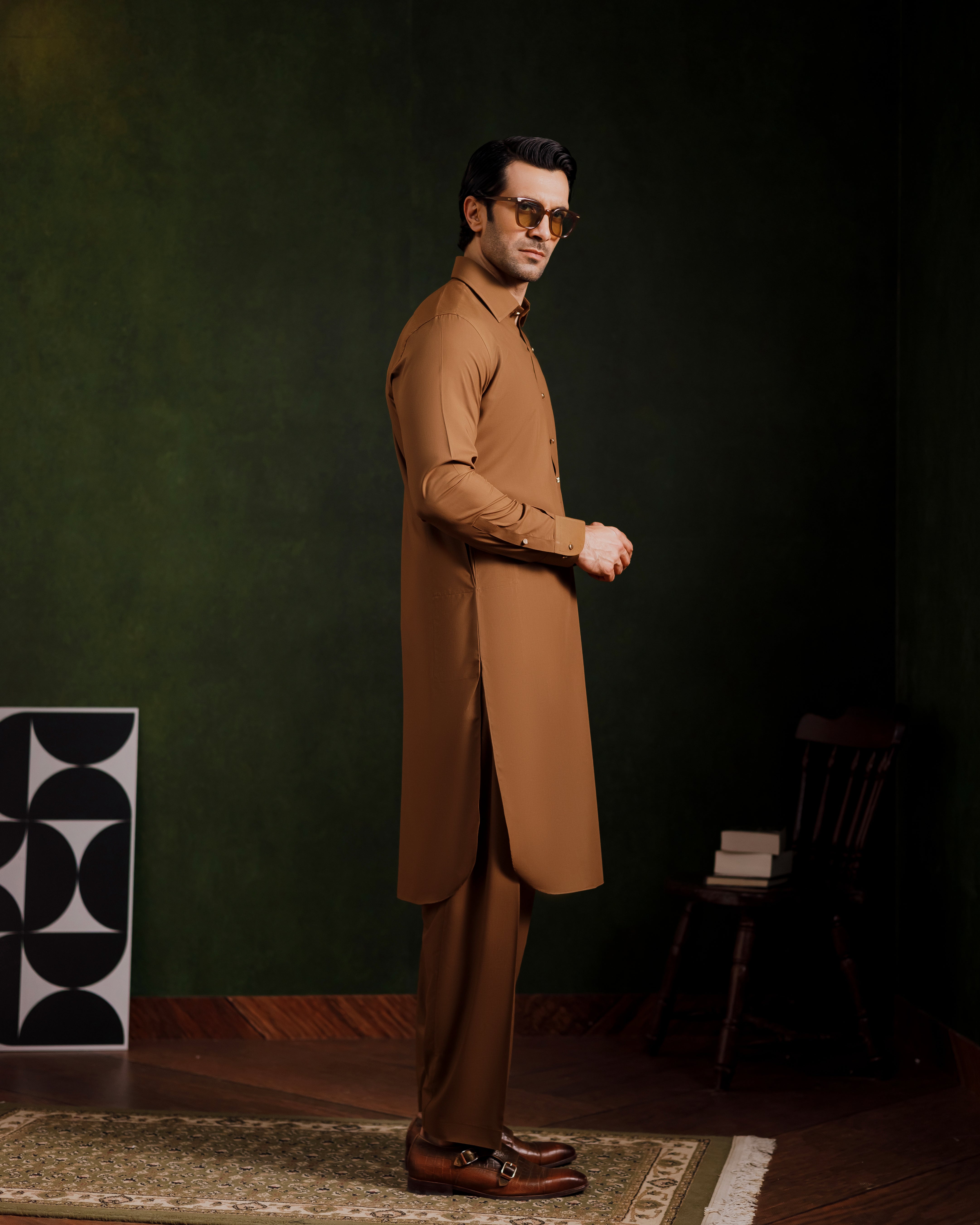 Amber brown signature kameez shalwaar