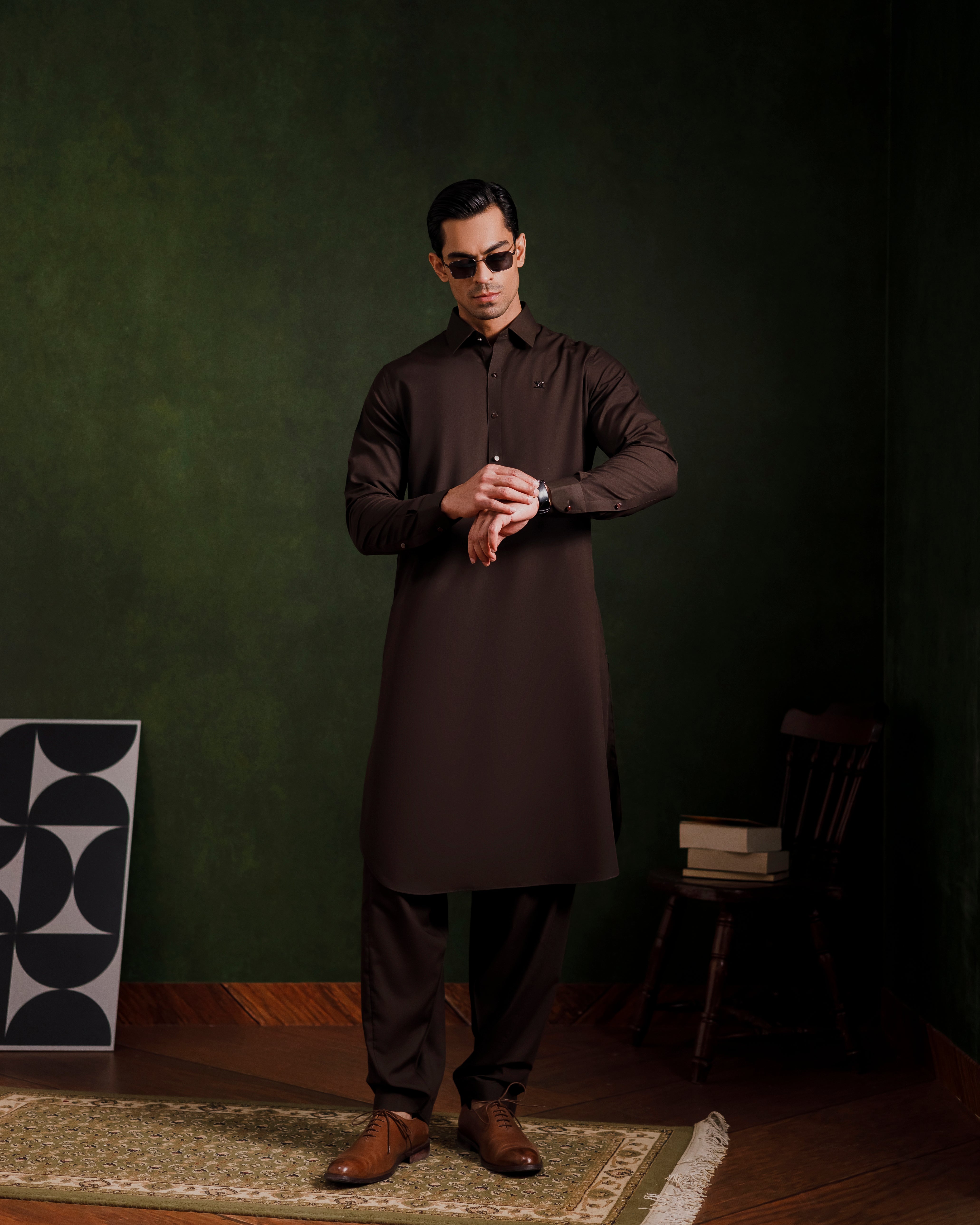 Brown signature kameez shalwaar