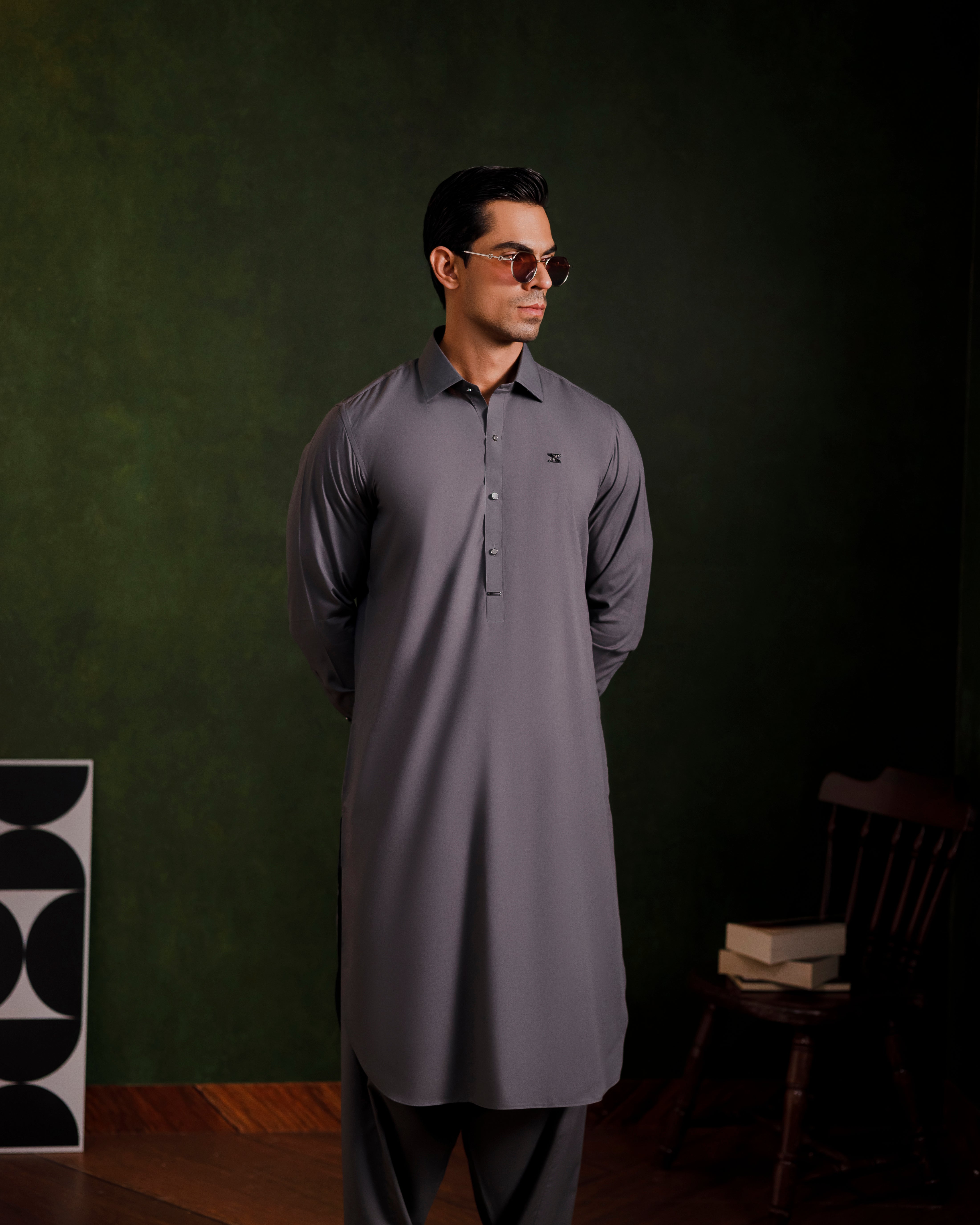 Graphite grey signature Kameez Shalwaar