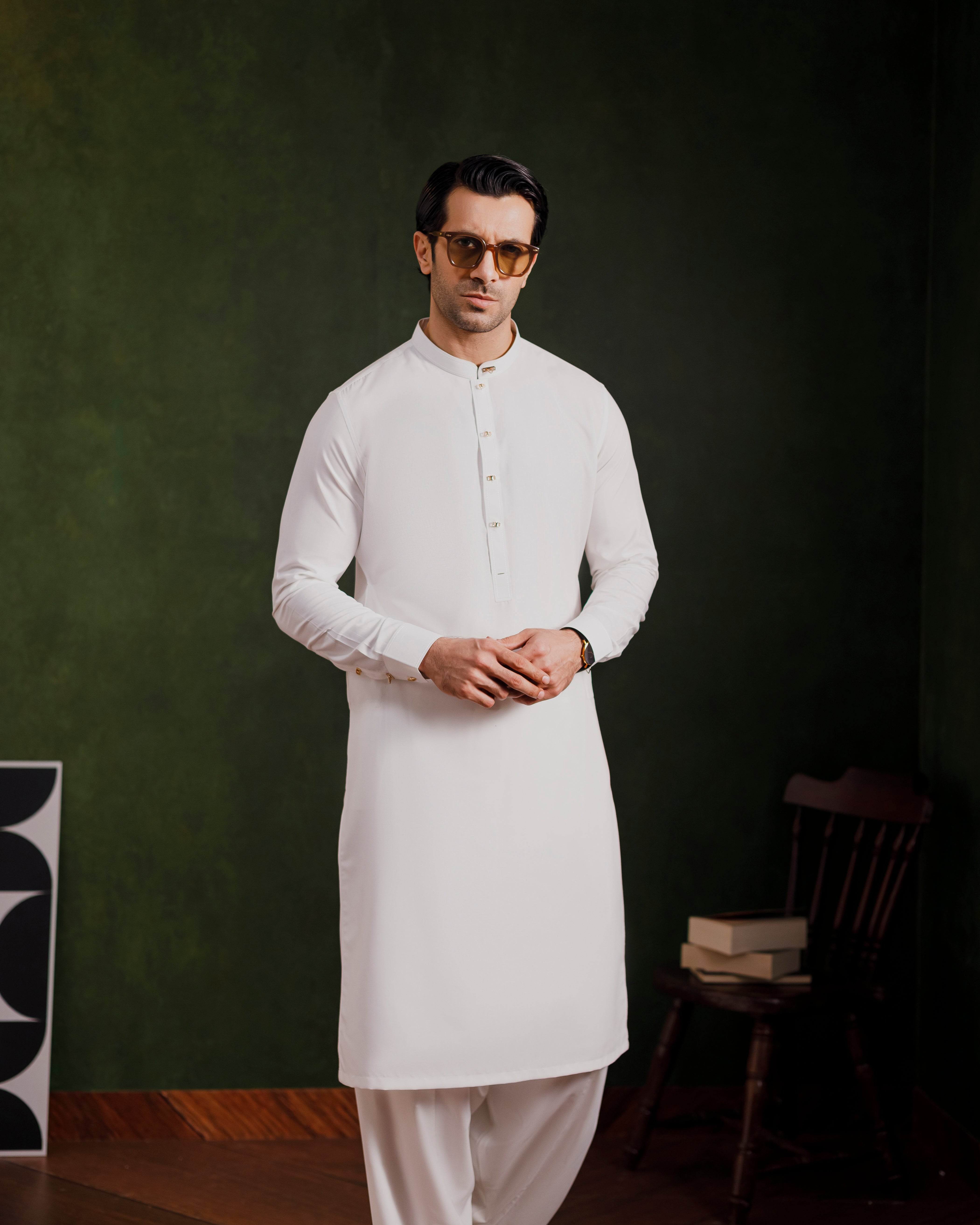 Off white Designer Kameez Shalwaar