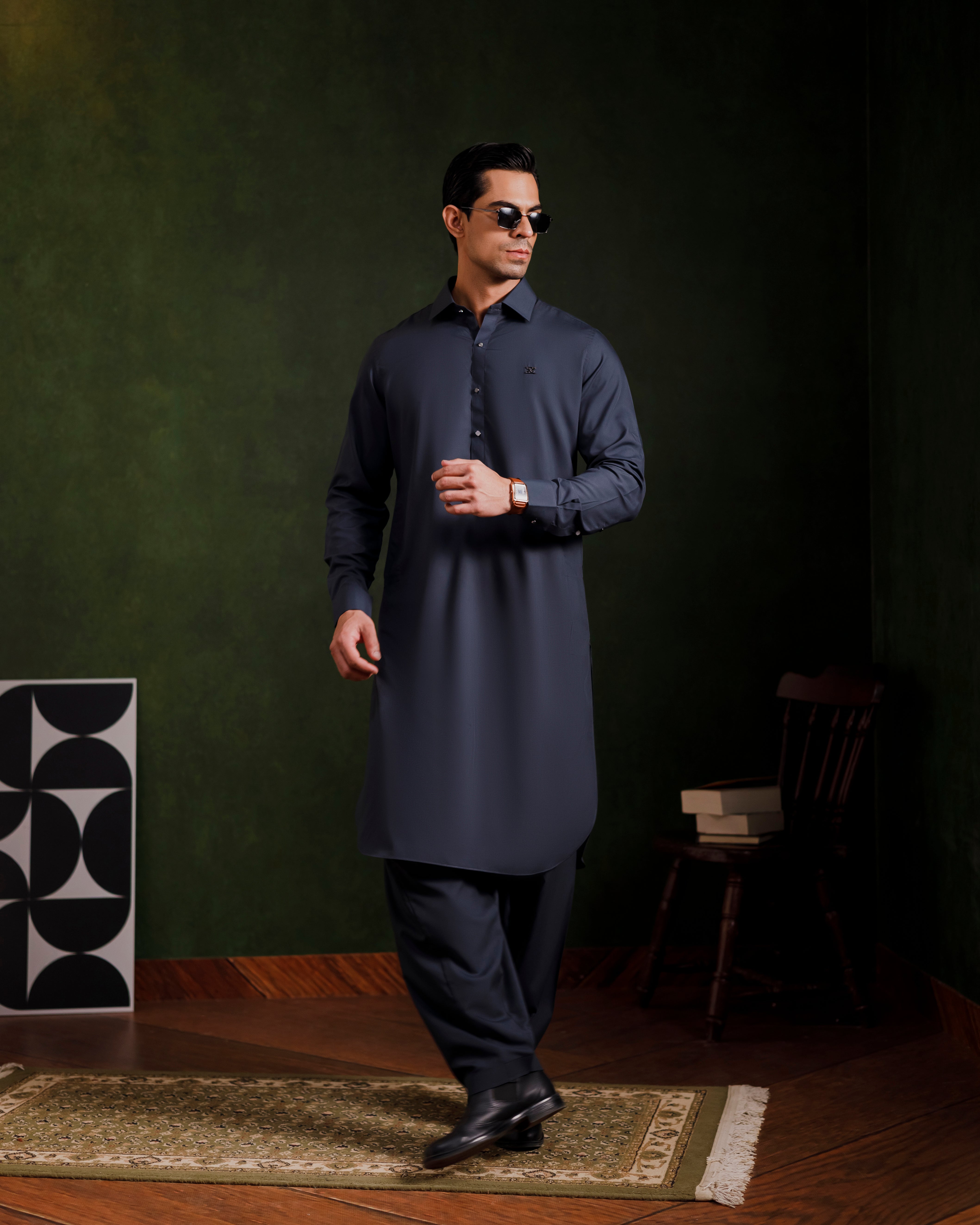 Dark Grey signature kameez shalwaar