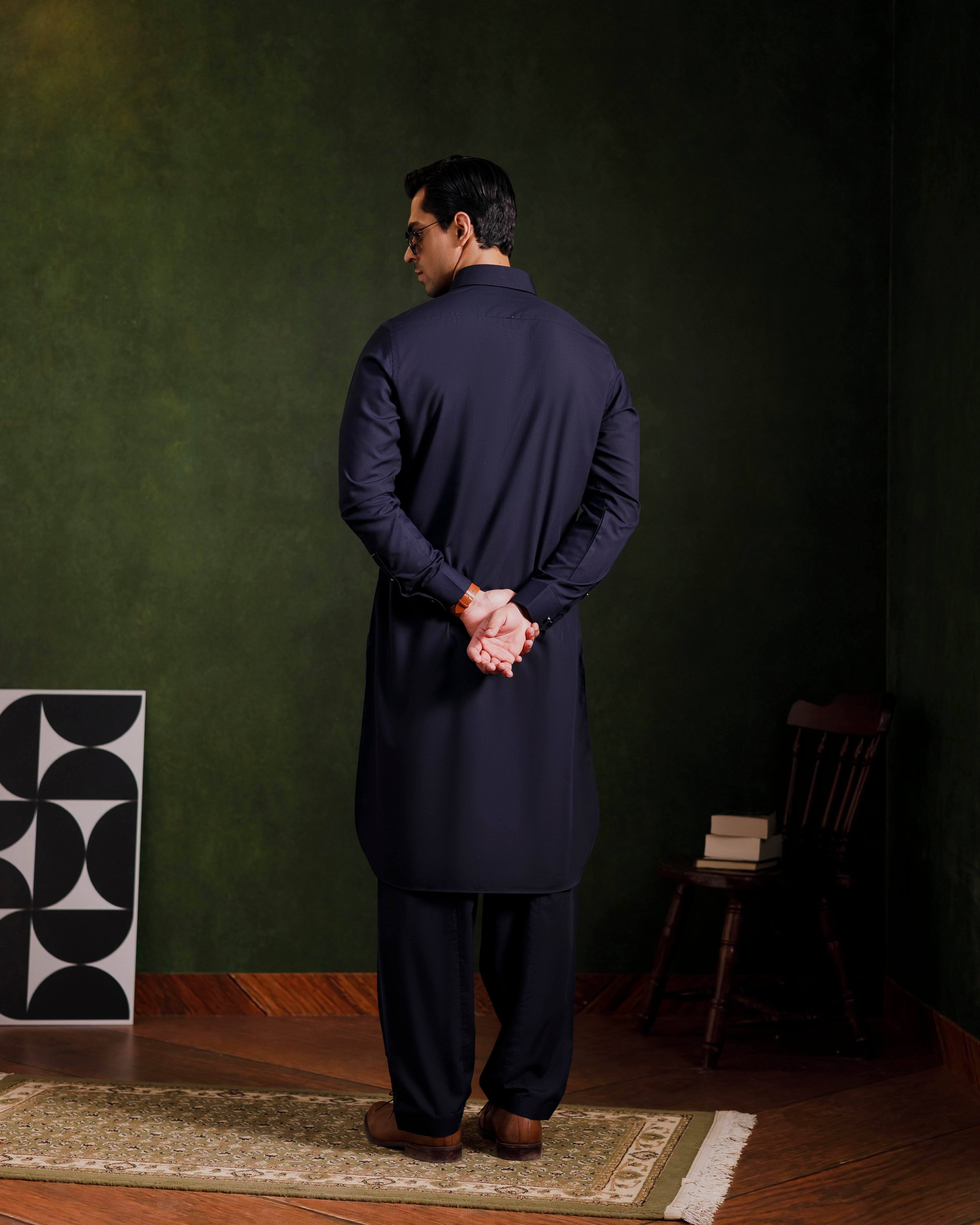 Navy blue signature kameez shalwaar