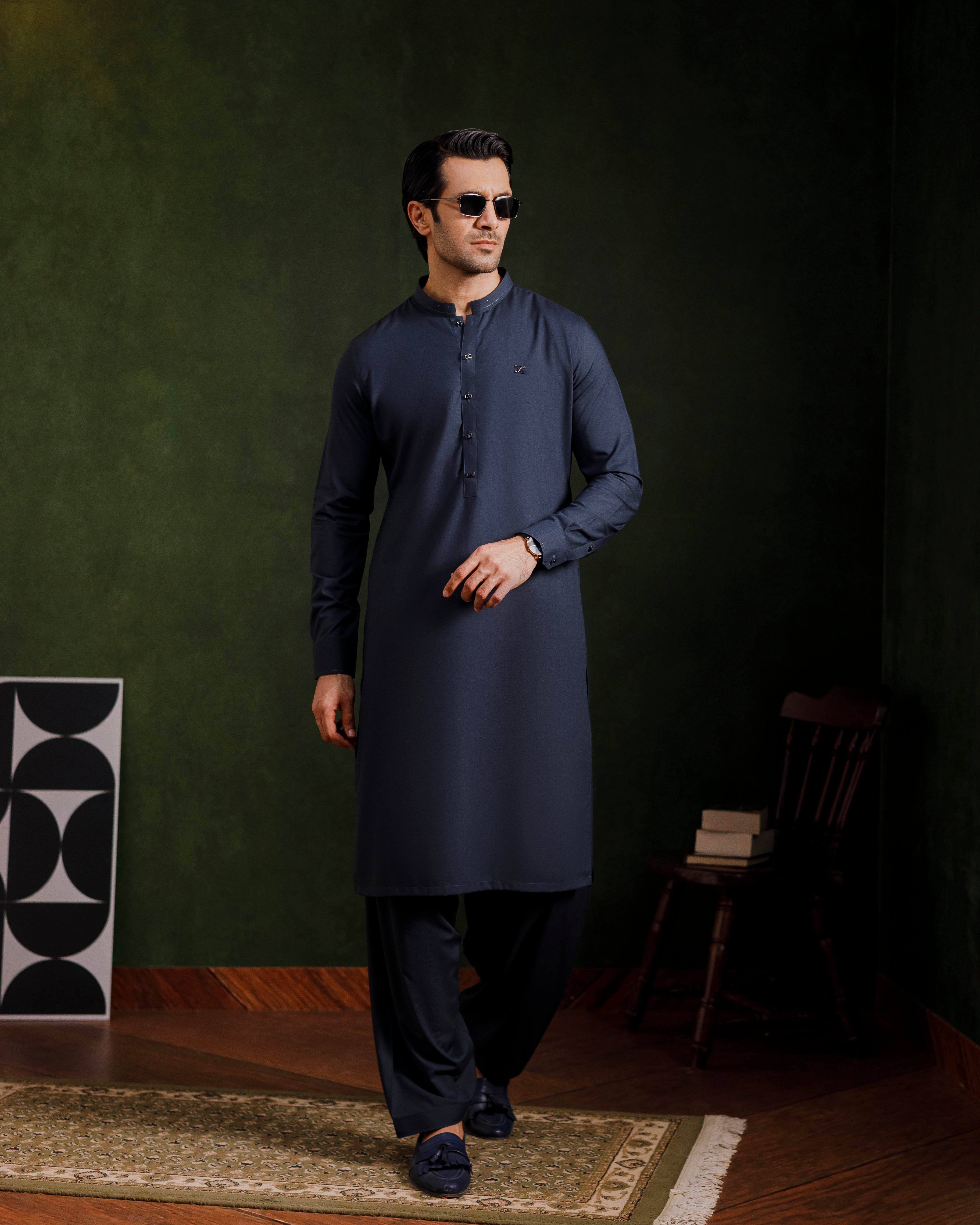 Grey designer wear kameez shalwaar