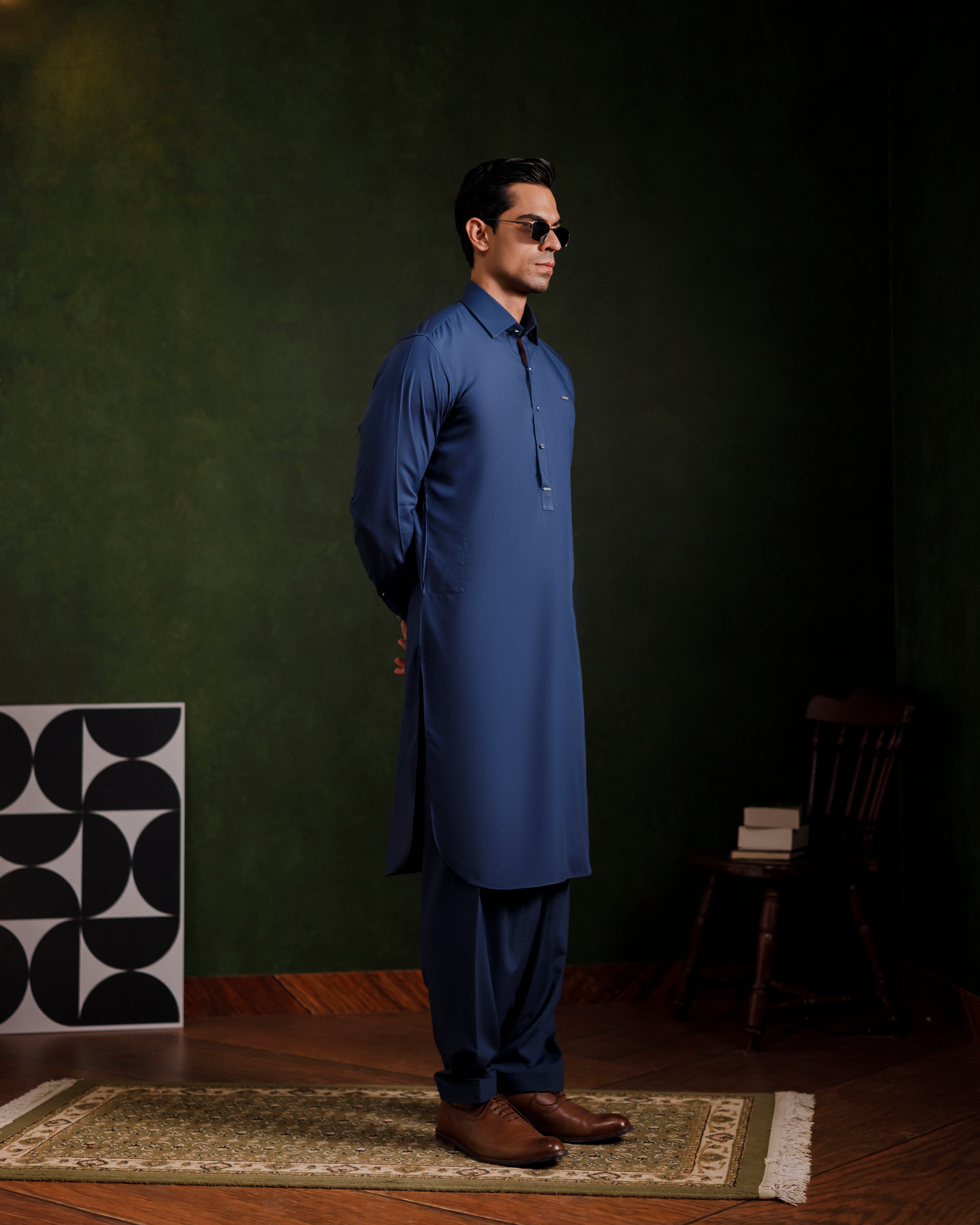 Indigo blue signature kameez shalwaar
