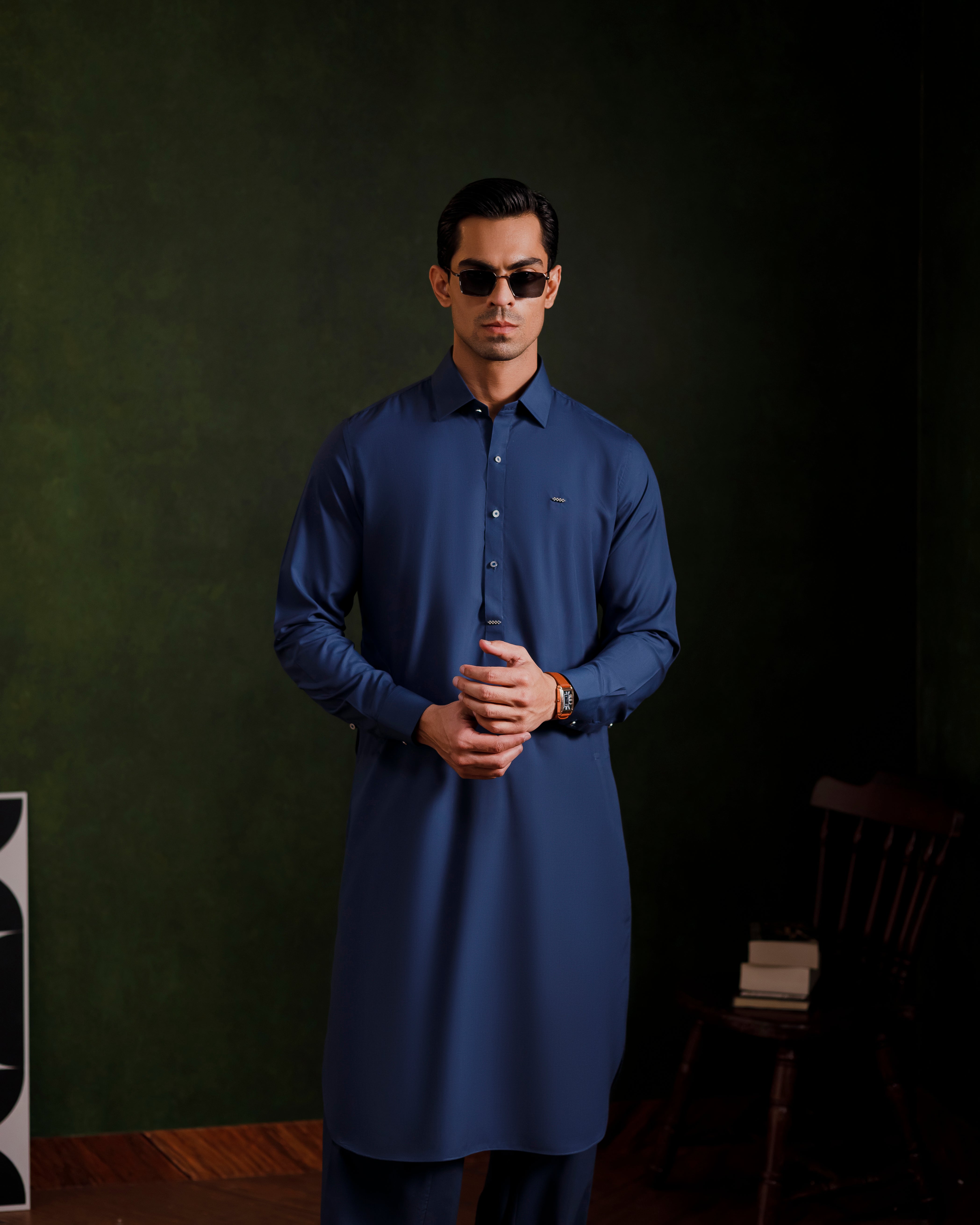 Indigo blue signature kameez shalwaar