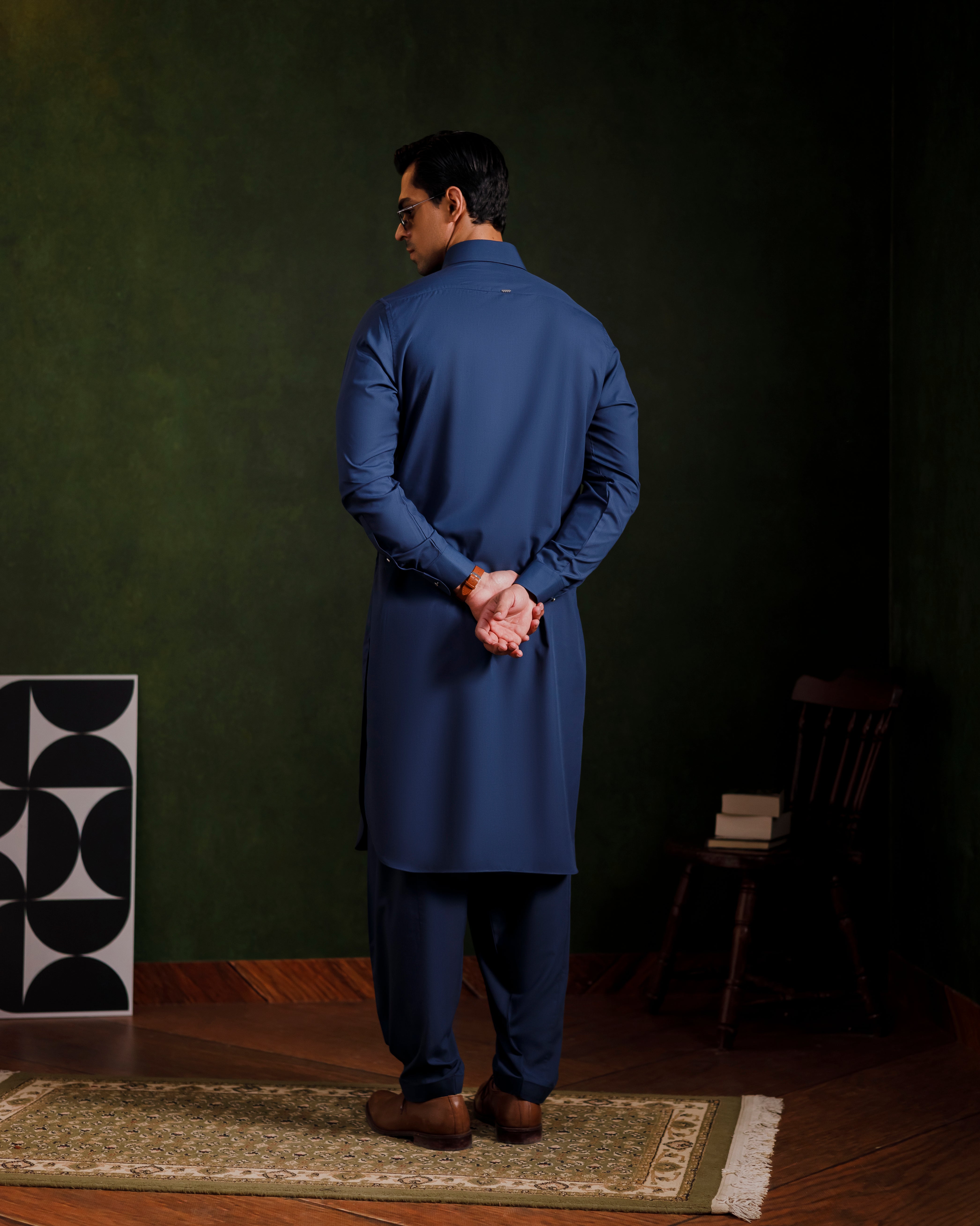 Indigo blue signature kameez shalwaar