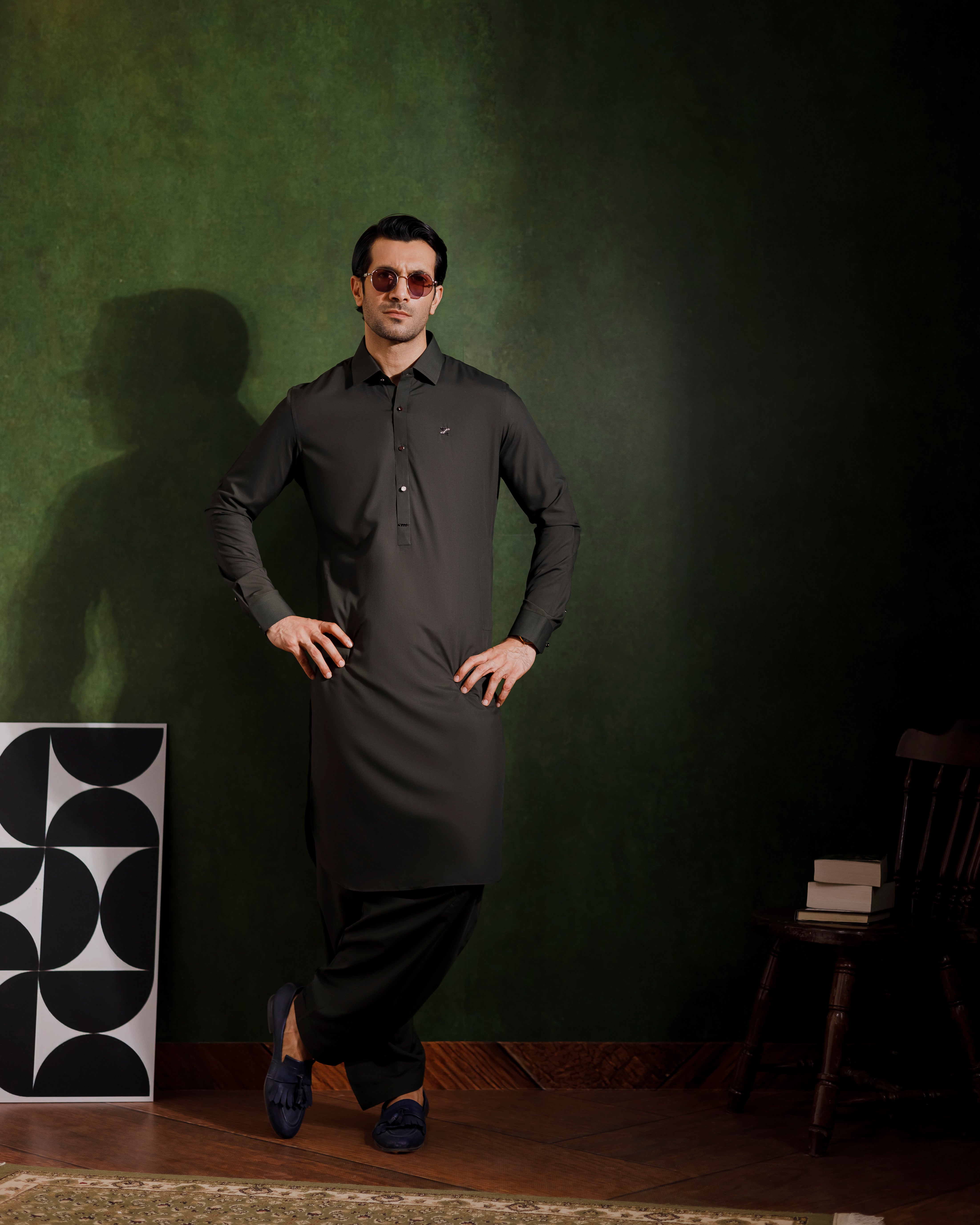 Olive signature kameez shalwaar