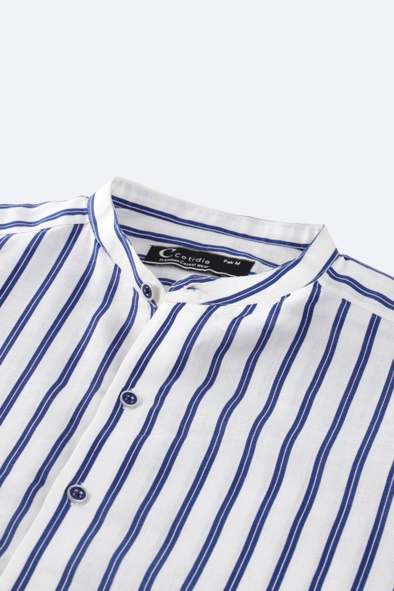 Marine Breeze Striped Linen Shirt - Cotidie