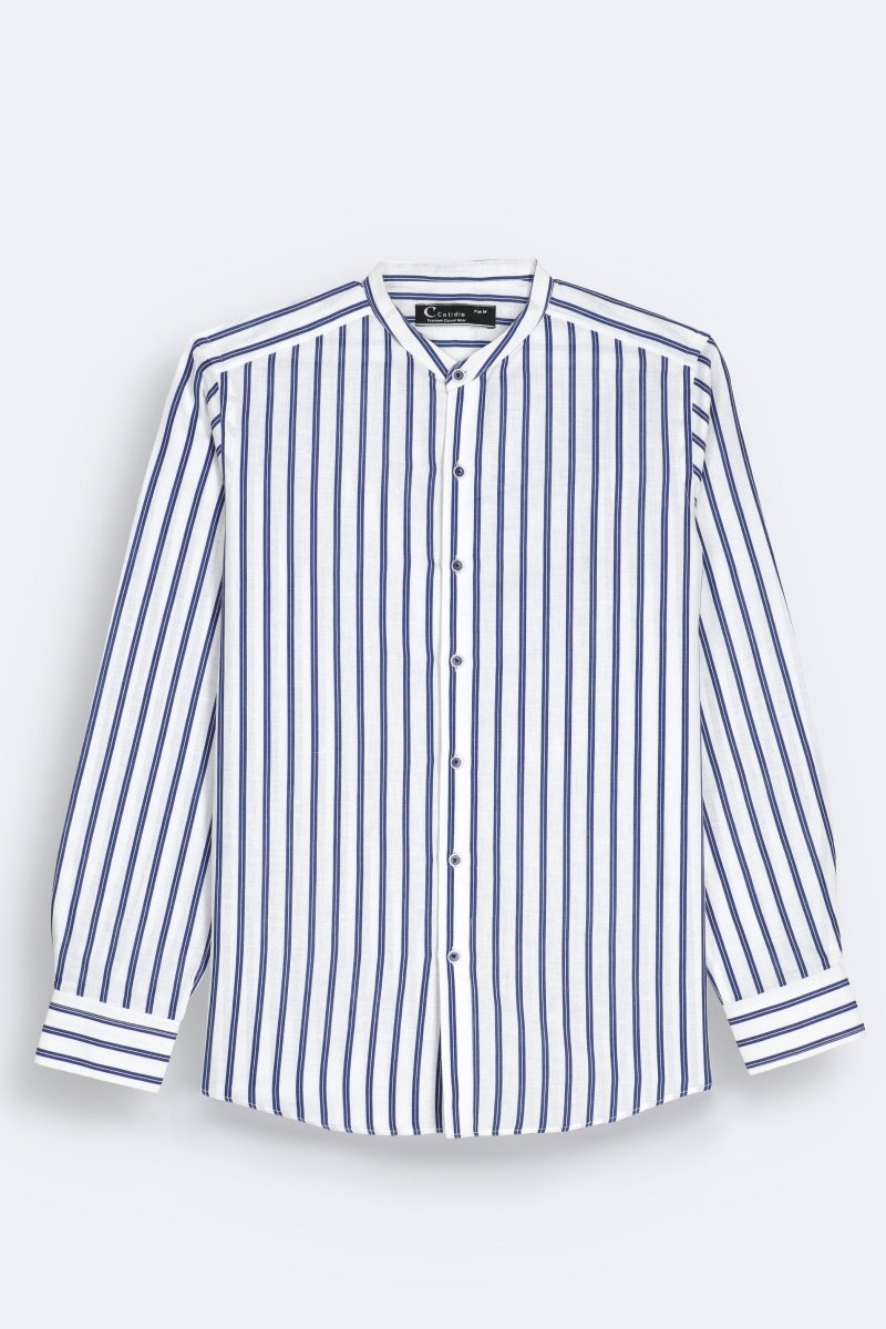 Marine Breeze Striped Linen Shirt - Cotidie