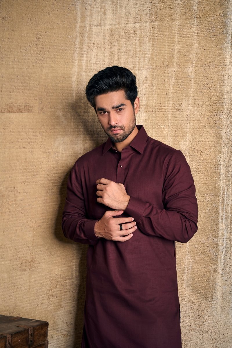 Maroon Irish Cotton Kameez Shalwaar - Cotidieready to wear