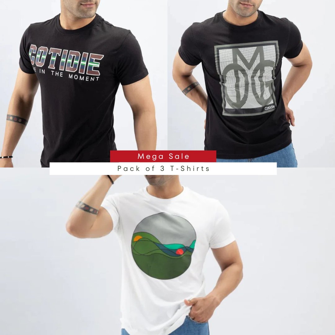 Printed T - shirts (Pack of 3) - Cotidie