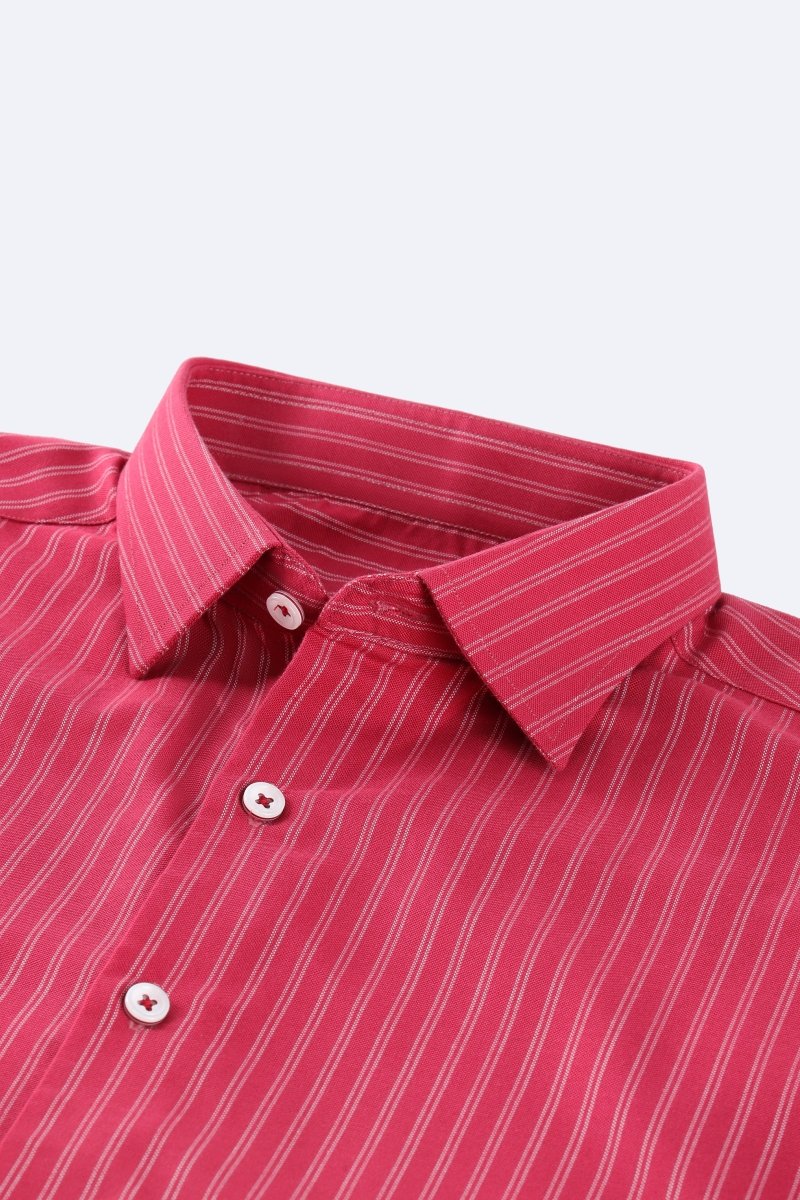 Red Horizon Striped Chambray Summer Shirt - Cotidie