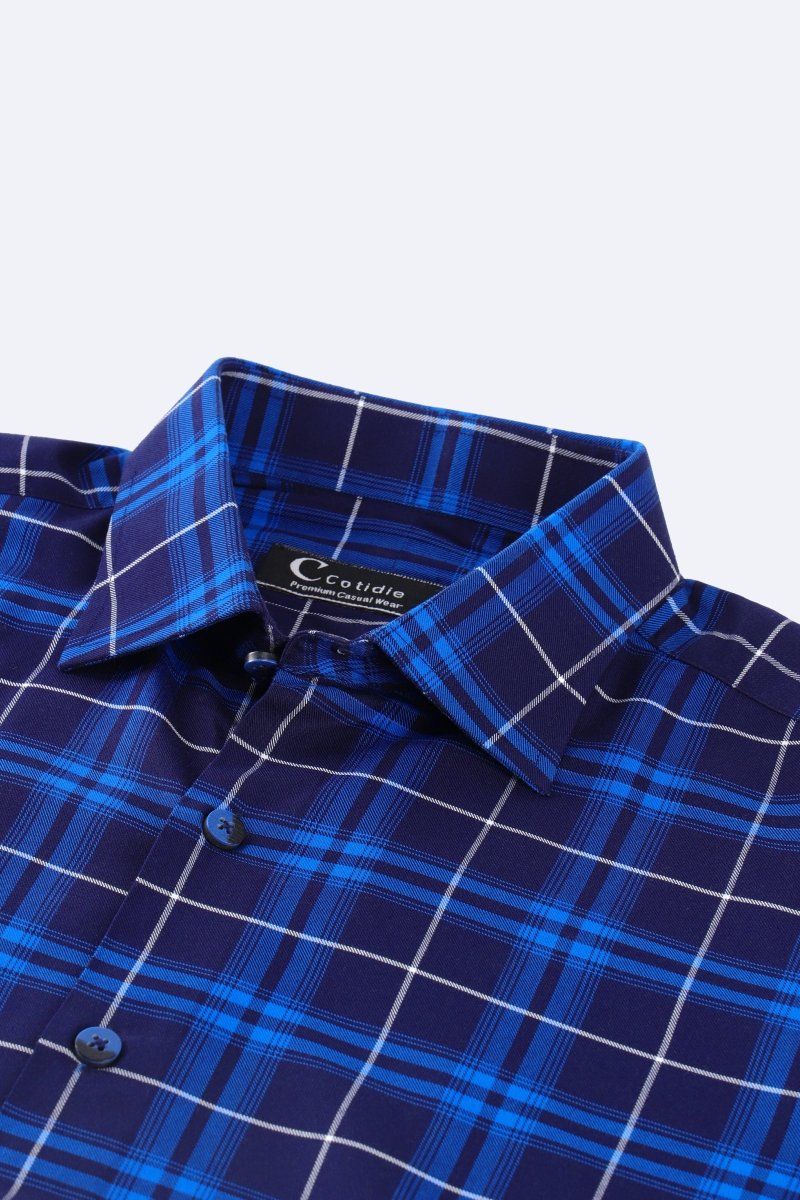 Regal Blue Checkered Shirt - Cotidie