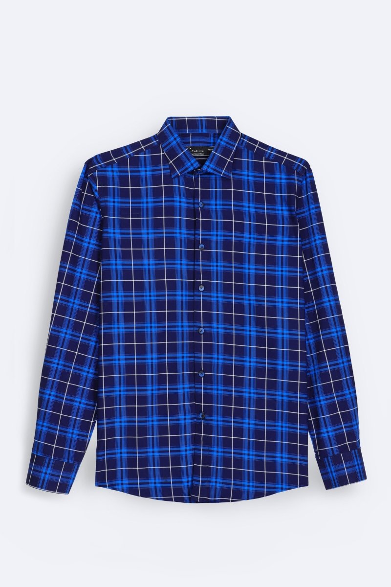 Regal Blue Checkered Shirt - Cotidie