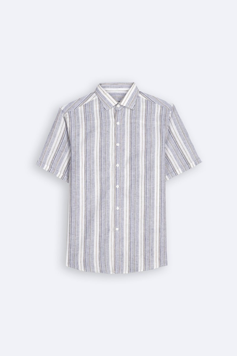 Relaxed Cotton Linen Stripe Summer Shirt - Cotidie