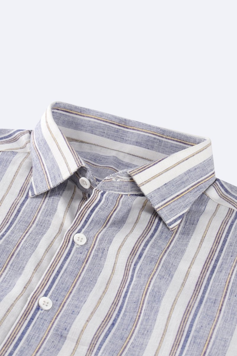 Relaxed Cotton Linen Stripe Summer Shirt - Cotidie