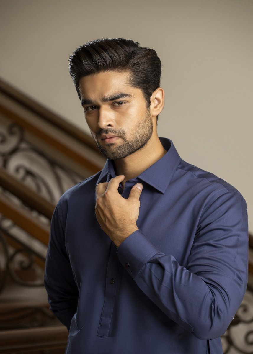 Navy Blue Kameez Shalwar Cotton - Cotidie