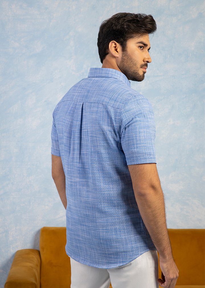 Seaside Crosshatch Waffle Summer Shirt - Cotidie