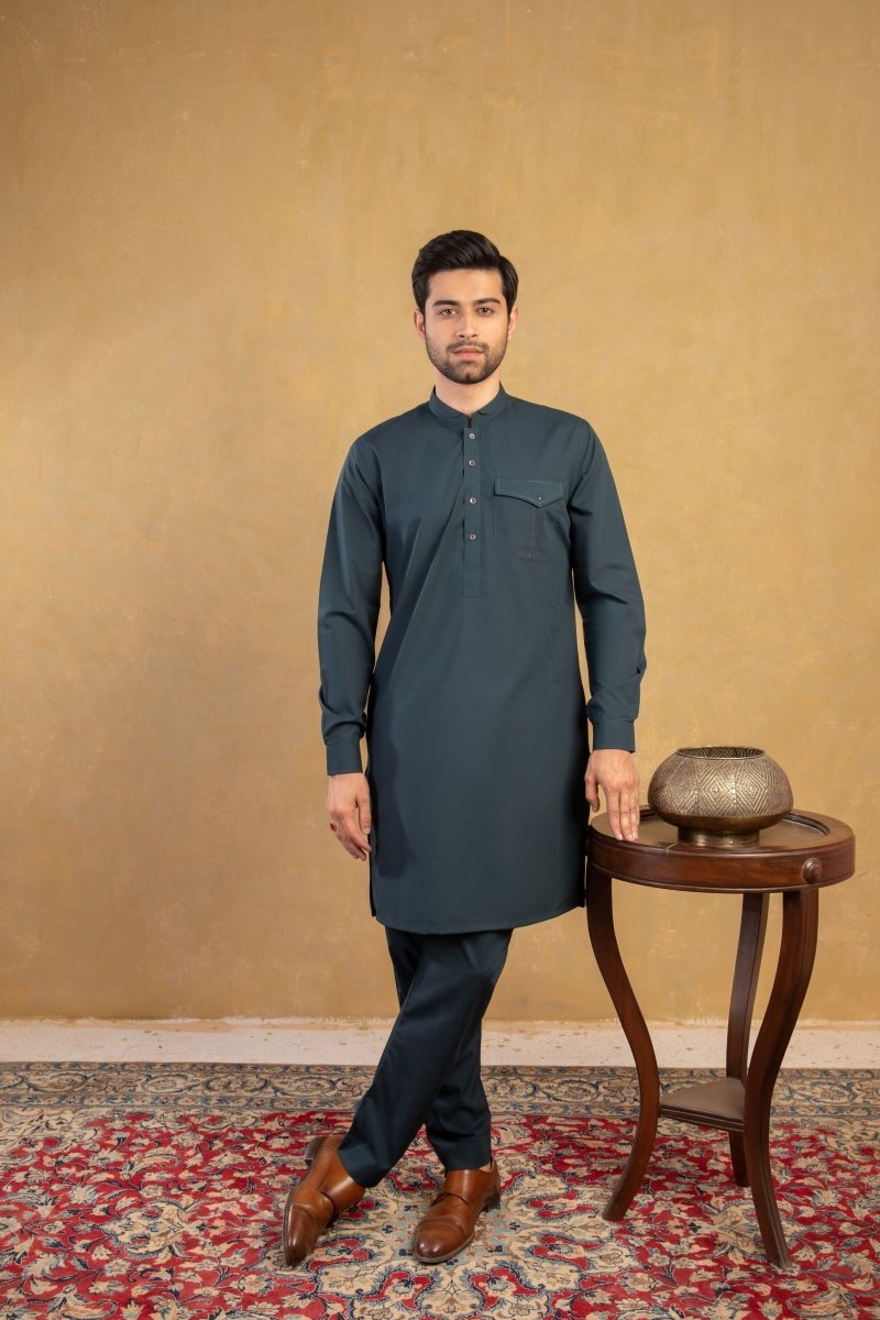 Teal Green Designer Kurta Pajama - Cotidie